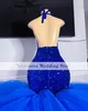 Sexy Prom Dress Mermaid 2k23 Purple Glitter Sparkly Black Girls Birthday Party Gowns Abito da sera con volant Taglia personalizzata