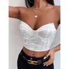 Women's Tanks Zabrina Corset Casual Beach Solid Crop Tops Slim Mini Vest Women Sleeveless Sexy Outfits Tank Bustier Summer Satin White