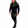 Sudaderas con capucha para hombre, conjunto para hombre, chaqueta con estampado de camuflaje, pantalones, 2 uds., chándal informal para hombre, ropa deportiva, sudadera, pantalón, traje de talla grande 3XL