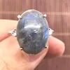 Cluster Rings Natural Labradorite Beads Ring Jewelry For Women Men Crystal Oval Healing Luck Gift Moonstone Stone Adjustable