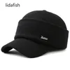 Bollmössor Lidafish Winter Ear Protection Baseball Cap Outdoor Thicken Warm Men Dad Hat Sticked Design 230214