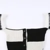 Malhas femininas tees y2k suéter preto cor branca contraste splicing lã malha cardigan 2023 primavera sexy oco com tampa curta 230214