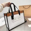 Fourre-tout Designer Sac à main Toile Lichee White Field Sac en cuir véritable Femmes Big Épaule Femmes Bandoulière Luxe