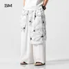 Vêtements ethniques Style chinois Pantalon élégant en coton et lin Mode Hommes à jambes larges Jupe confortable Ancienne Lâche Grande taille Hanfu