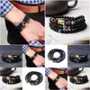 Pärlstav ny naturlig 6mm svart obsidian sten tibetansk buddhist 108 bönpärlor halsband kalebass mala armband för meditation dr dhgarden dhowm