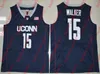 NCAA męska koszulka Uconn Huskies #15 Kemba Walker White Navy College Basketball Swingman Jersey