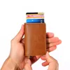 Plånböcker 2023 Smart plånboksusens korthållare HASP Aluminium Metal Credit Busines Mini Drop Man Women11