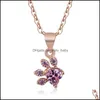 Orecchini Collana in oro rosa Artiglio di gatto Impronta di cuore Collane Bracciale con perno Anello Set Regalo Festa Delicato Set di gioielli con consegna a goccia Dhbv4