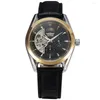 Armbandsur Top Brand Men's Fashion Tourbillon Moon Phase 24 Hour/60 Min Sub-Dial Leather Strap Automatic Mechanical Men handledsur