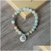 Matowa matowa amazonite Stone Strand Bransoletka Joga Chakra Mala Om Lotus kobiety mężczyźni urok ręcznie robiony biżuteria dostawa Bracele dhgarden dhzcj