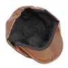Berets Unisex 2023 Spring Autumn Faux Leather PU Sboy Caps For Men Women Casual Couple Sports Cap Fashion Vintage Party Hats
