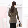 Women's Suits Female Elegant Small Suit Women 2023 Spring Autumn Add Size Plaid Top Coat Lady Slim All-match Woolen Casual Blazer OK1326