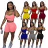 Femmes de survêtement Summer 2 pièces Robe Shorts Slim Fit Sports Vest Jupe Sans manches Tee Yoga Shorts imprimé Jogger Set Optfits Gym Clothes