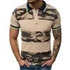 Polos męski Markyi Mężczyźni Summer Cotton Classal Casual Camuflage Patchwork Polo Shirt Business Krótkie rękaw