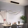 Hanger lampen modern minimalisme LED -lamp voor eetkamer keuken bar woonkamer zwarte curve afstandsbediening kroonluchter licht