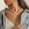 Choker mode cool imitatie parel ketting goud kleur roestvrij stalen sieraden voor vrouw geschenk niet vervagen groothandel