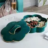 Plates Green Ceramic Snack Platter With Cover Flower Shape Fruit Dessert Plate High Cake Stand Tissue Storage Box Rectangular Tray