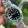 2 Stil Automatiska klockor för Mens 40mm 2022 Style Sprite Green Black Lefty Ceramic Bezel Mechanical Clean Cal.3186 Armbandsur 904L Stål Ny modellklocka