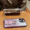 Luxury Plating Shiny Rabbit Holder Telefonfodral för iPhone 15 11 12 13 14 Pro Max X XR XS Mjuk stötsäkerhet på 7 8 Plus SE2 Stand Cover