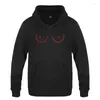 Herrtröjor bröst ritar bröstvårtan förfalska roliga nyheter tröjor män 2023 mens hooded fleece pullover