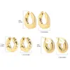 3pair Creative Gold Color Geometric Irregular Hammered Earrings Vintage Twisted Cuban Chain Hoop Earring Set for Women Jewelry