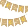 Linen Eid Mubarak Banner With Ropes Muslims Ramadan Decorations Hanging Flag Islam Home Party Decor Moon Star Pull Flags Bandera De Lynn Eid Mubarak