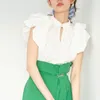 Women's Blouses Fashion Off Shoulder Blouse For Women Japanese Petal Sleeve Shirt Summer 2023 Stand Collar Elegant Sweet Tops Vintage