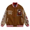 Mens Jackets American Retro Bear broderade rockar Y2K Street Hip Hop Trend Baseball Uniform Par Casual Wild Jacket 230214