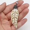 Charms Fashion Ox Bone Pendant Leaf Shape Retro For Jewelry Accessories Making Necklace Earrings Women Gift 20x58mm