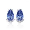 Stud Earrings Gorgeous Teardrop CZ Bridal Wedding Engagement Accessories Pink/Blue Elegant Women Fashion Jewelry