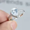 Cluster Rings Pear Cut Lab Diamond Engagement for Women 925 Sterling Silver Water Drop White Zircon Ring Female Luxury Wedding Jewelry