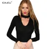 Kadın Tulumlar Seksi Bodysuits Kadınlar Hatter Örme Sonbahar Kış Siyah İnce Bodycon Romper Vneck Tops 230214