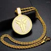Chains Round Double-Sided Medallions Commemorative Meaning Pendant Necklace 4mm Tennis Chain Zircon Men's Hip Hop Jewelry
