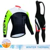 サイクリングジャージーセット冬のサーマルフリースセットサイクリング服メンズジャージースーツスポーツライディングバイクMTB服ビブパン