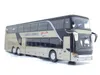 DIECAST MODEL SAM SPRZEDAŻ Wysoka jakość 1 32 Stop z tyłu Model autobusu Wysokie imitacja podwójne zwiedzanie autobus Flash Pojazd z zabawkami 230211