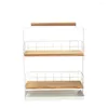 Kitchen Storage Multifunction Shelf Handheld Double Layer Rack Organizer For Tableware Spice (White)