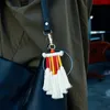 Porte-clés bohème à pampilles, pendentif tissé à la main, bricolage, porte-clés tressé arc-en-ciel avec pompons, breloques de sac, porte-clés de voiture fait à la main, décoration de bagages, 4 couleurs