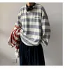 Kvinnors T-skjortor Spring Autumn Long-Sleeved Harajuku Hong Kong Style Men Women Oversize Shirt Korean Trend Top Hip-Hop Striped Sweatshirt
