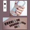 Valse nagels 24 -stks met ontwerpen bloemenparels drukken door voor vrouwen tips volledige deksel set lijm