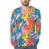 Magliette da uomo Color Graffiti Pattern Camicia a maniche lunghe da uomo Stampa Moda Leggera Streetwear Top Magliette divertenti novità