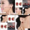 Stud Luxury Ruby Earrings For Women 18K Rose Gold Red Birthstone Ear Jewelry Wedding Gemstone Earring Drop Delivery Dhm4G