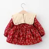 Meisjesjurken geboren babymeisjes jurk Spring kleding lange mouw bloemen es voor 1 jaar verjaardag kleding outfit Wear 230214