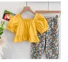 Imposta LZH Abito moda estiva Abbigliamento per bambini Neonate dolci Set Stampa PC Outfit per anni di costumi per bambini