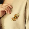 Broche Vintage émail vert couleur plante perles broche arbre Lotus feuille myrtille fleur de cerisier bambou broche pour femmes bijoux cadeau GC1908