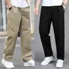 Men's Pants Mens Casual Cargo Cotton Trousers Loose Straight Elastic Work Brand Fit Joggers Male Super Size 3XL