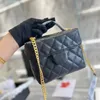 Cc axelpåsar cc makeup väska designer handväska liten makeup väska kvinna handväska mini axel väska crossbody caviar cowhide quilted flip äkta läder liten squ