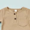 Ensembles de vêtements enfants garçons filles costumes décontractés vêtements d'été solides à manches courtes col rond hauts shorts élastiques tenues en coton pour bébés