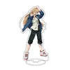 Schlüsselanhänger 15 cm Anime Kettensäge Mann Figur Makima Power Himeno Strahl Cosplay Acryl Stand Modell Platte Schreibtisch Dekor Stehendes Zeichen Fans Geschenk