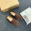 Designer Loropiana Walk Shoes Original italienska får Suede Loafers med platta botten och avslappnade herrskor