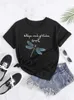 Schattig Dragonfly grafisch T-shirt, schattig cartoon shirt met korte mouwen en ronde hals, casual tops voor elke dag, dameskleding